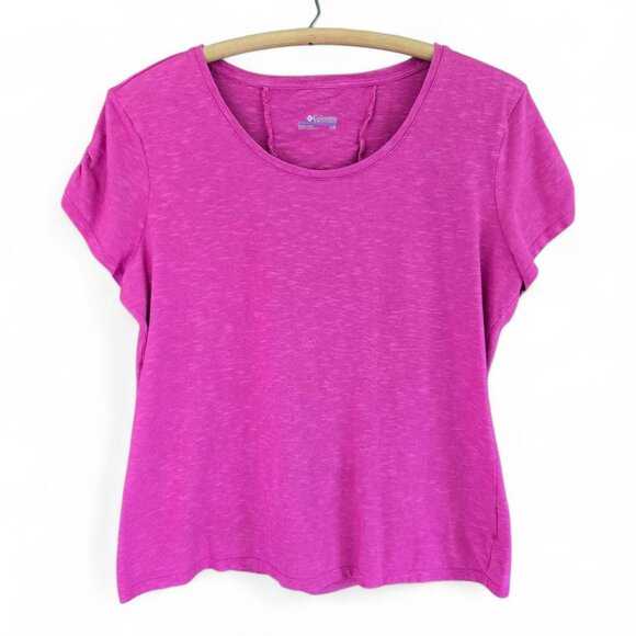 Columbia Tops - Columbia Womens Rocky Ridge III Pink Short-Sleeve Ruched Back Tee Large